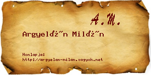 Argyelán Milán névjegykártya