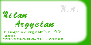 milan argyelan business card